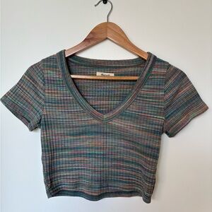 Madewell Multi-color Striped V-Neck Crop Top